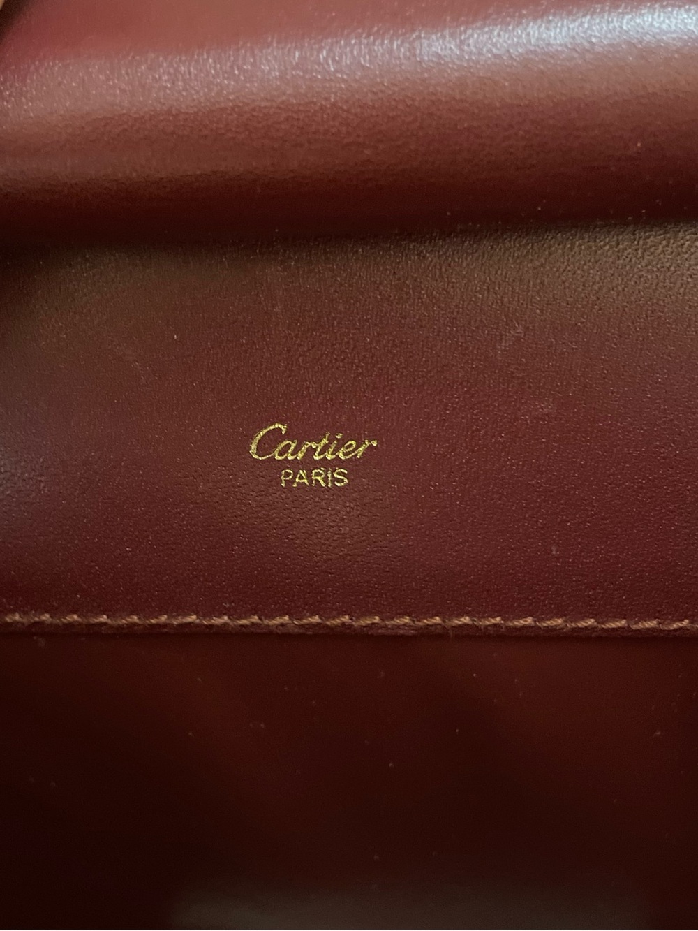 Vintage Cartier Burgundy Leather Crossbody Shoulder Bag Auth Card & Dust Bag - Picture 8 of 14